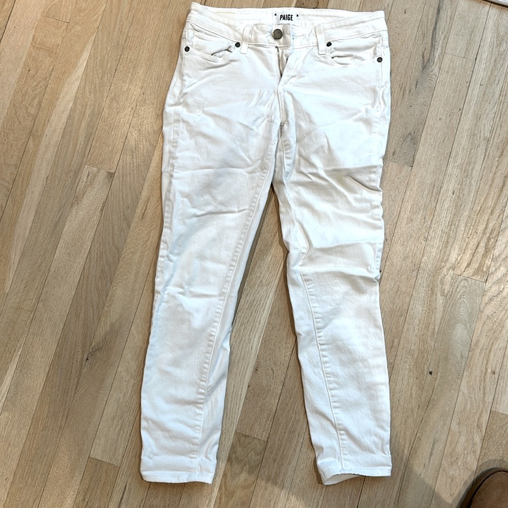 Paige ankle length size 26 white low rise jeans